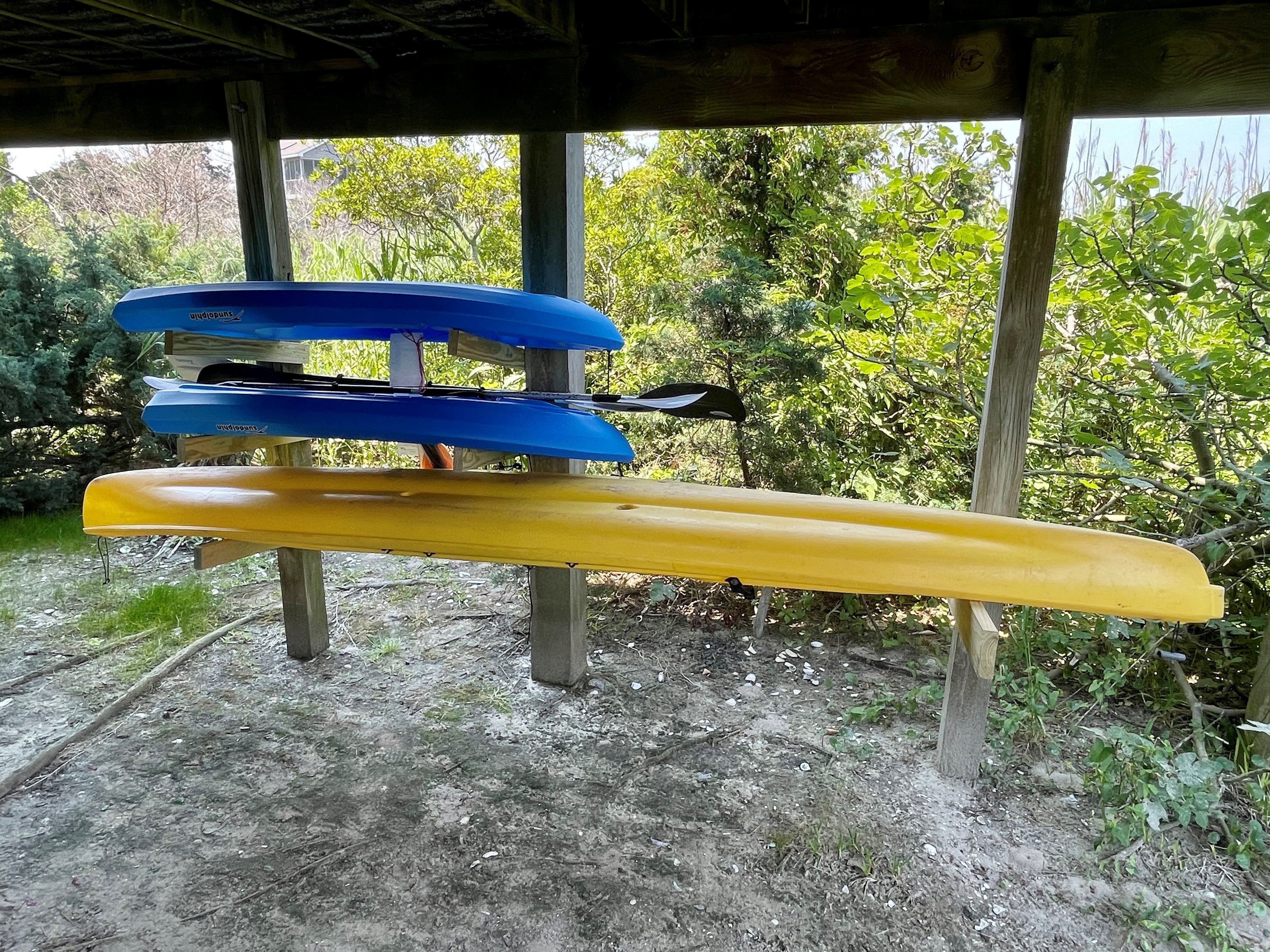 Two single and one double kayak