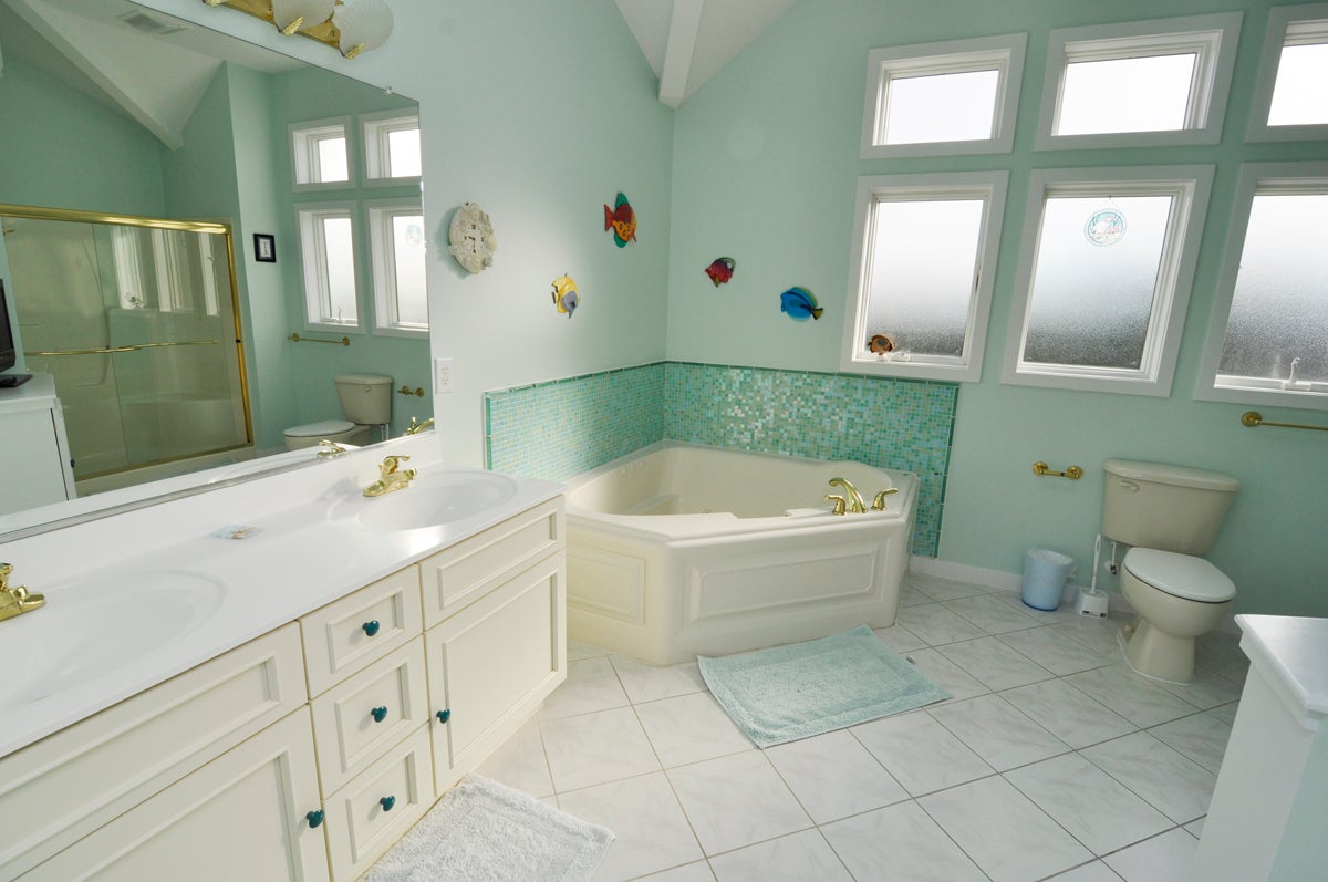 Master Bath with Whirlpool Tub, Separate Shower, and TV