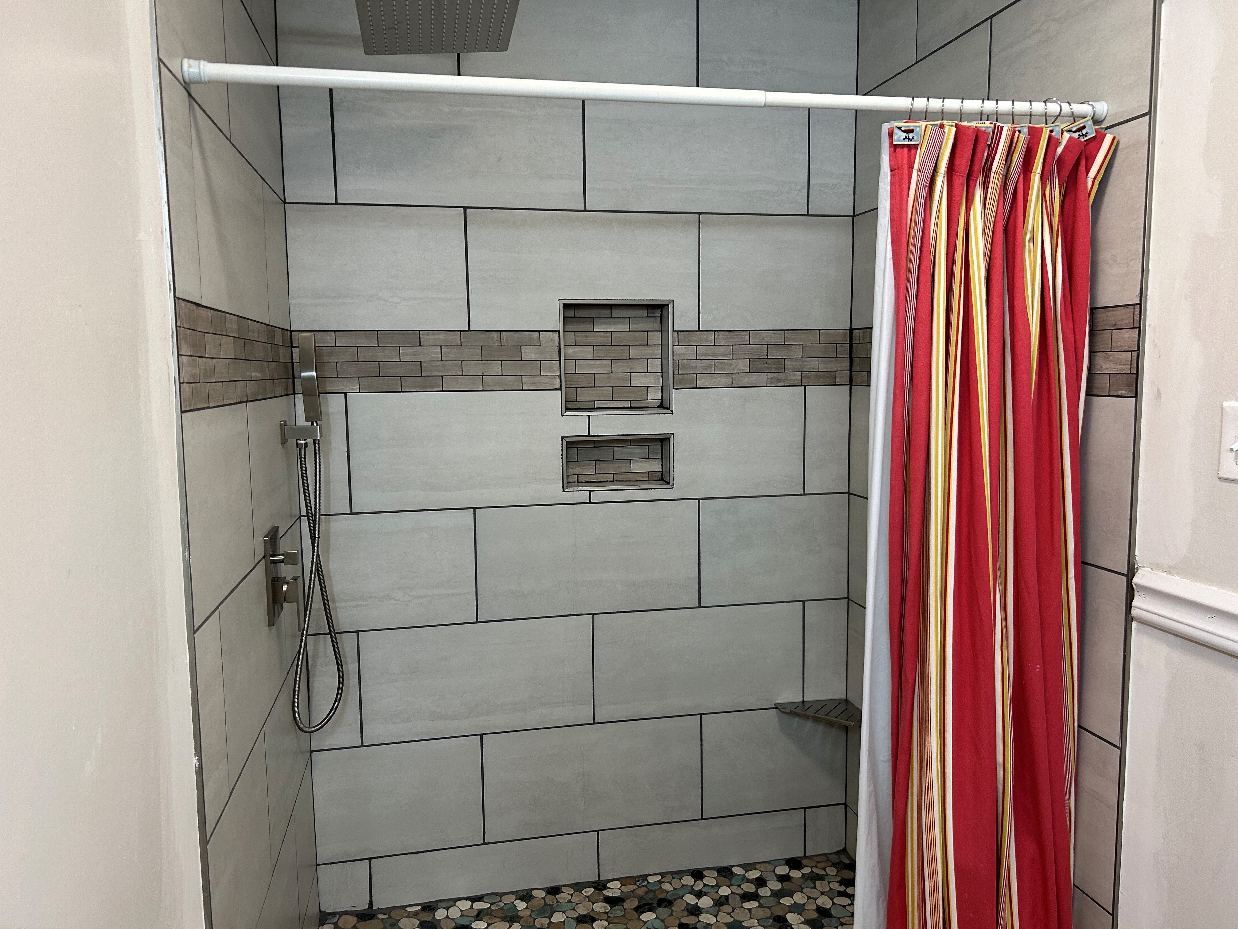 Hallway Bath First Floor Tiled Shower