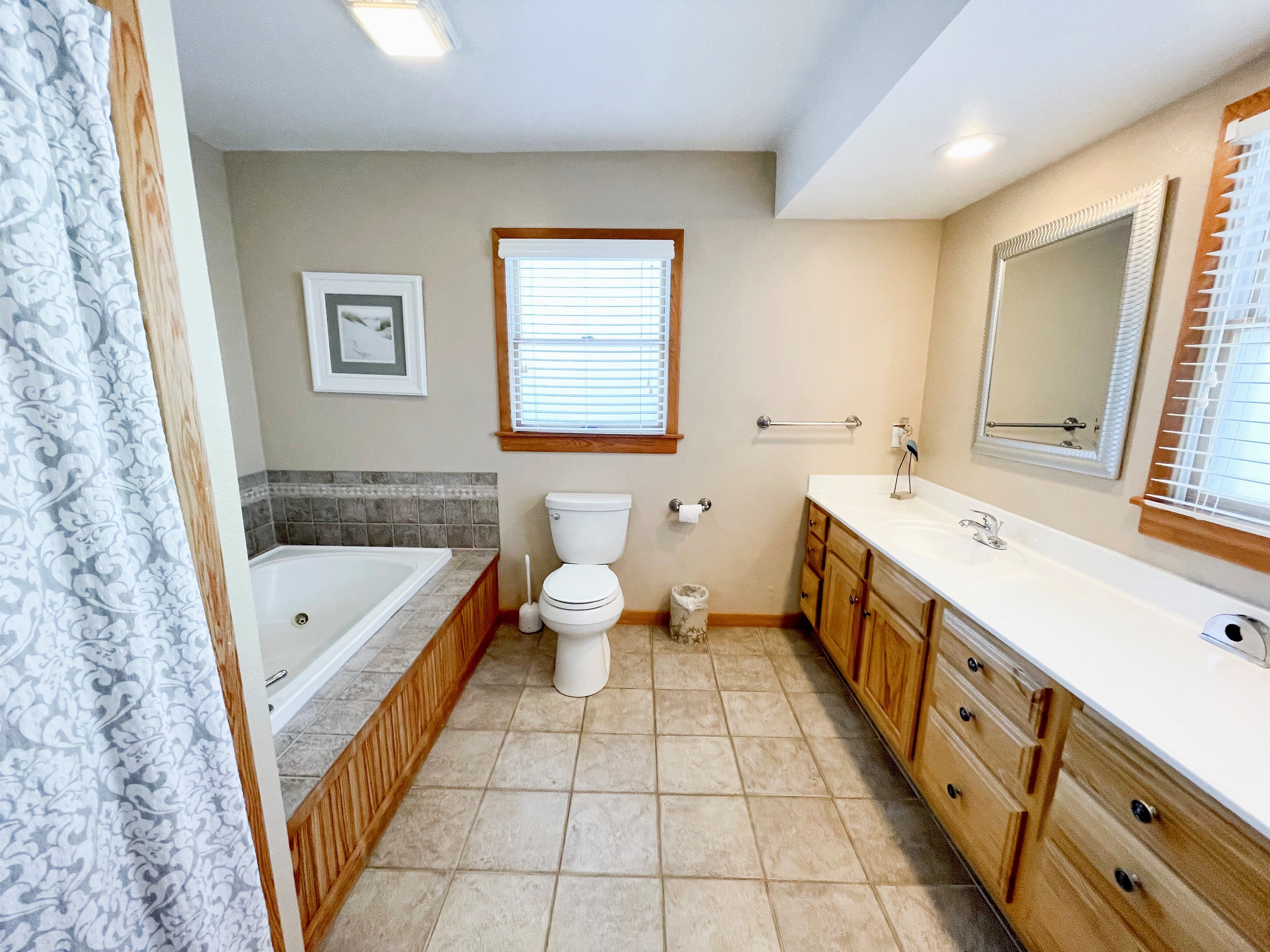 Second Floor Full Bath with Double Sinks, Shower and Whirlpool Tub