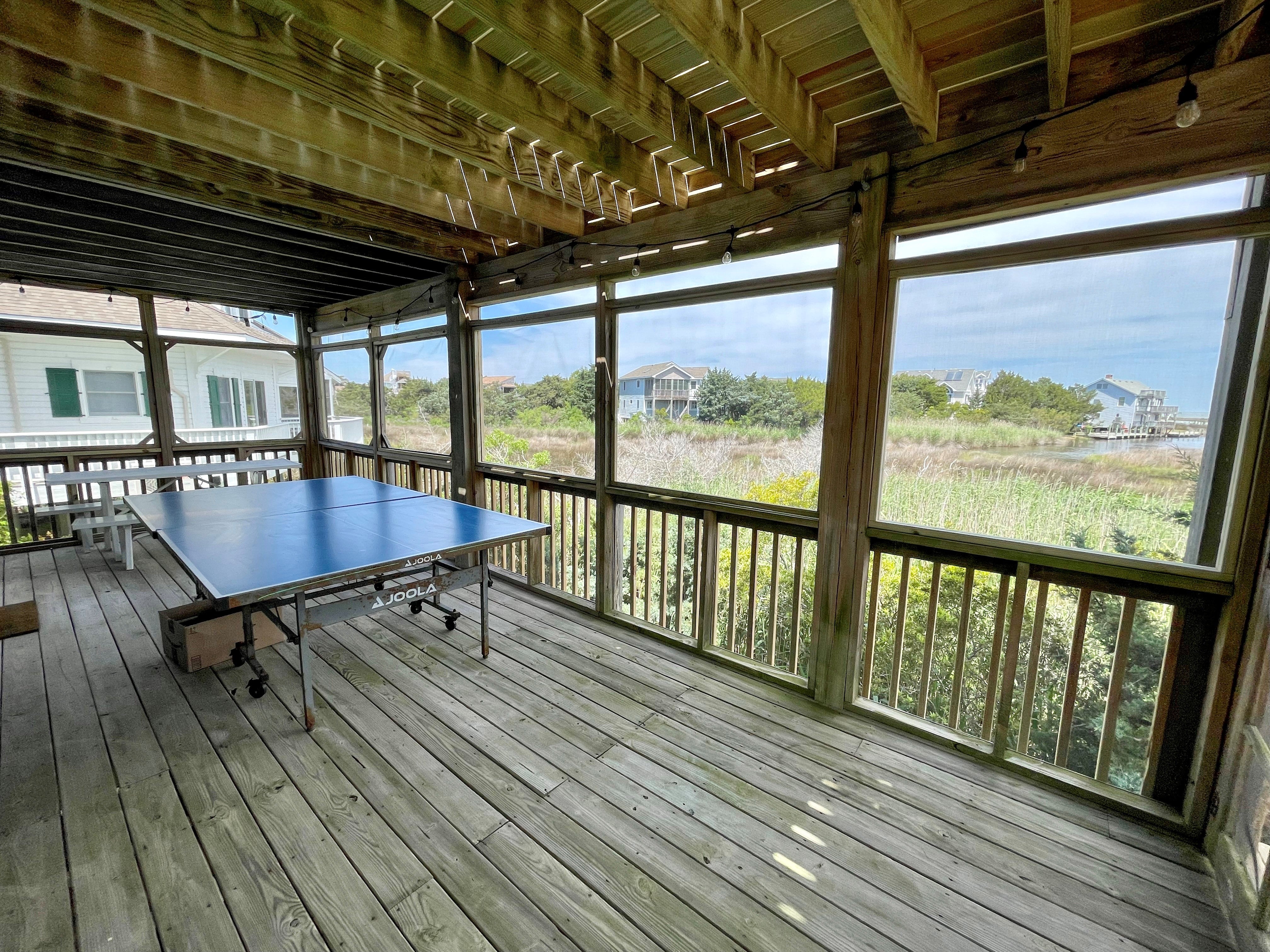 Screened Porch with Game Table and Picnic Table, First Floor