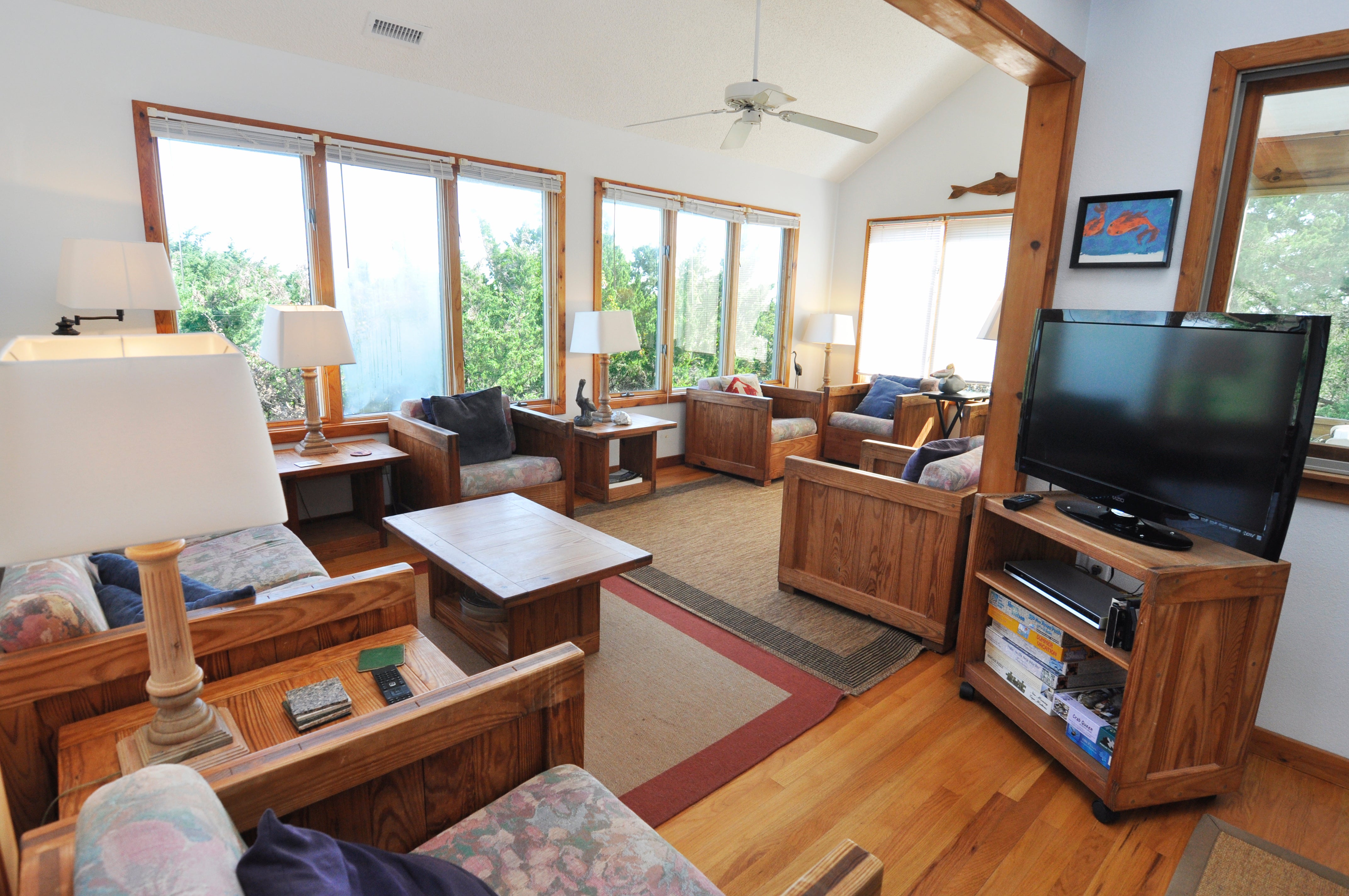Living Area with TVDVD, Second Floor with Screened Porch and Deck Access