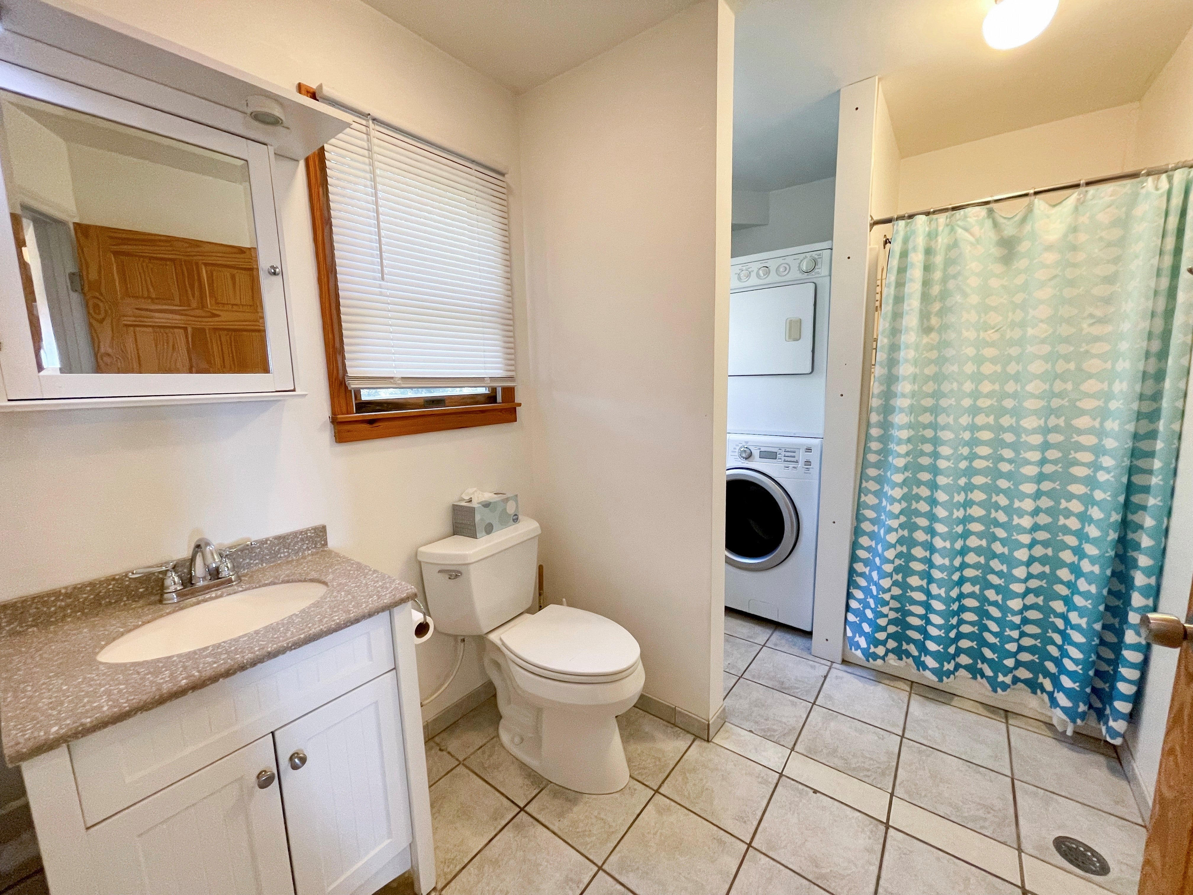 Bath with Shower Only, Washer and Dryer