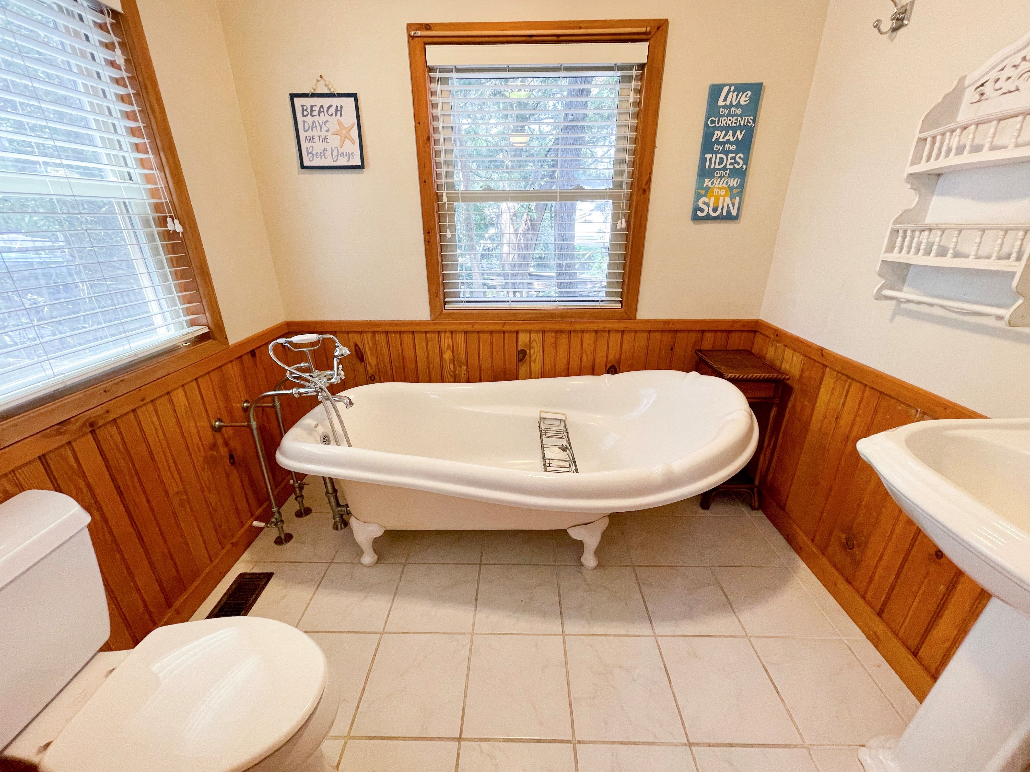 Primary Bath with Clawfoot Tub, First Floor