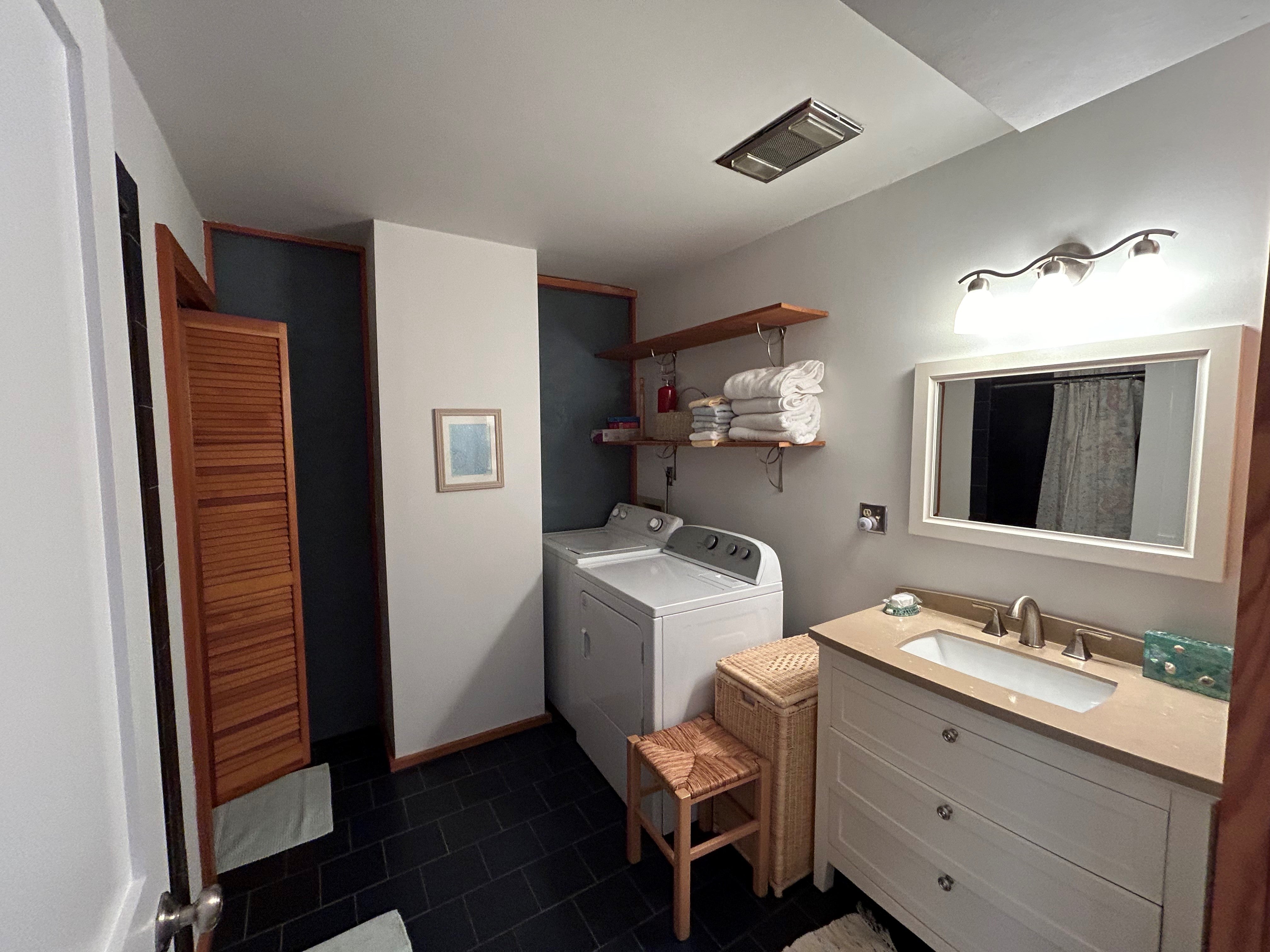 Full Bathroom off Hall with Washer and Dryer