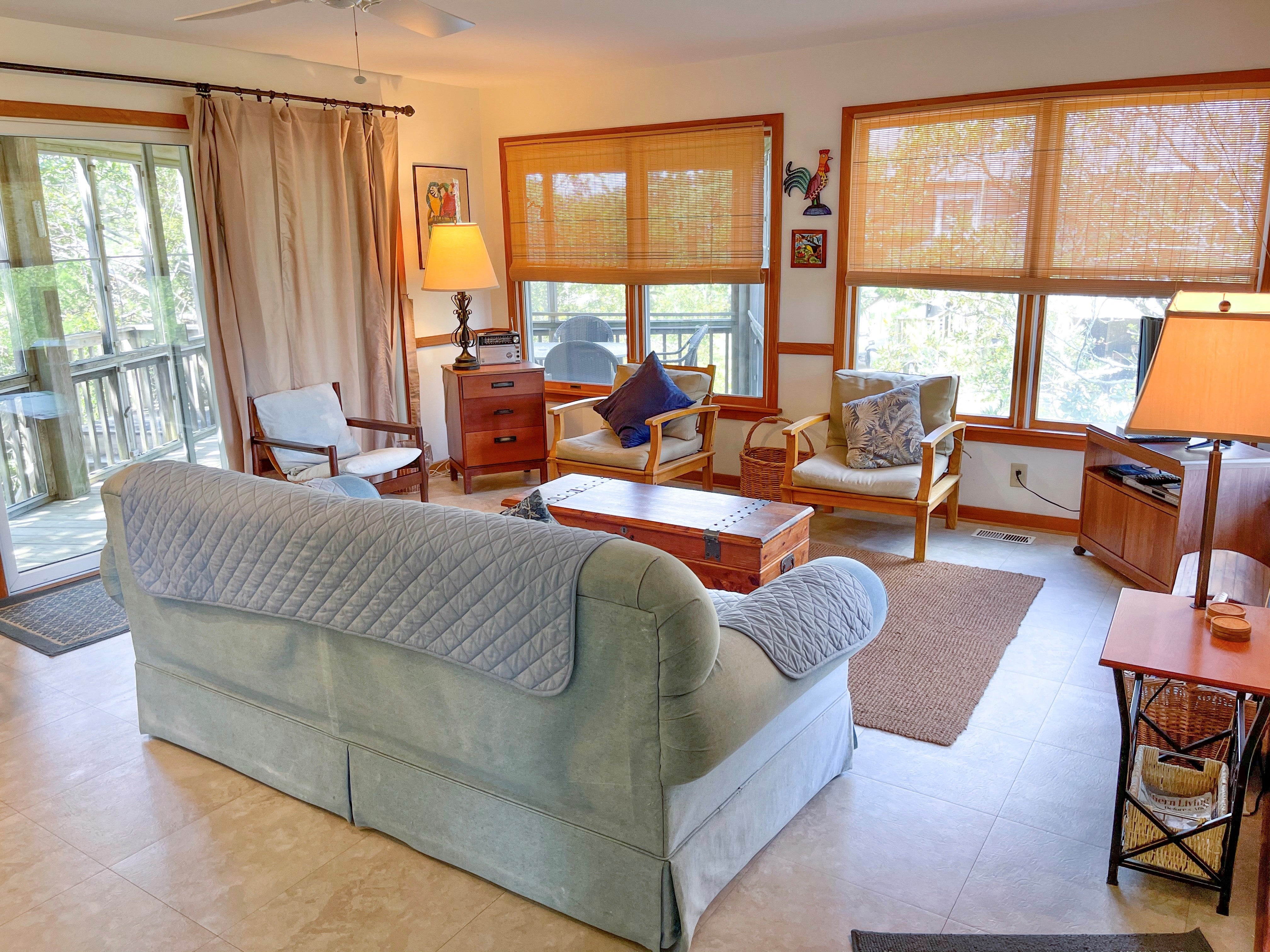 Living Area with TVDVD, Sleeper Sofa, First Floor with Screened Porch