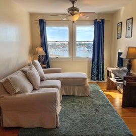 Living Area with TV and Harborview