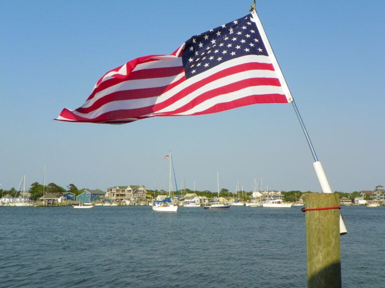 Flag over Silver Lake in Ocracoke